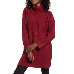 NWOT MinkPink Red Knit Tunic Long Sleeve Turtleneck Sweater Dress Size Small